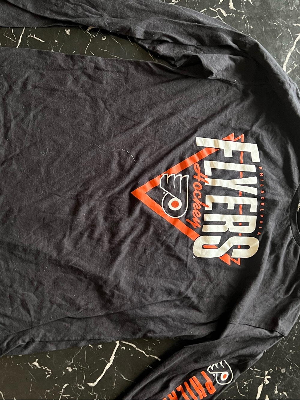 Fanatics Philadelphia Flyers Black Long-Sleeve Tee with Orange and White Graphic